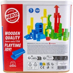 HEROS - Blocs de construction en bois 100 % certifié FSC - 100 pieces