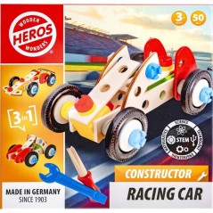 HEROS Constructor - Voiture de course a construire - En bois 100 % cer