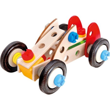 HEROS Constructor - Voiture de course a construire - En bois 100 % certifié FSC - 50 pieces - Des 3 ans