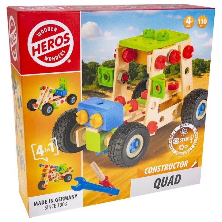 HEROS Constructor - Quad a construire - En bois 100 % certifié FSC - 110 pieces - Des 4 ans HEROS Constructor - Quad a construire - En bois 100 % certifié FSC - 110 pieces - Des 4 ans