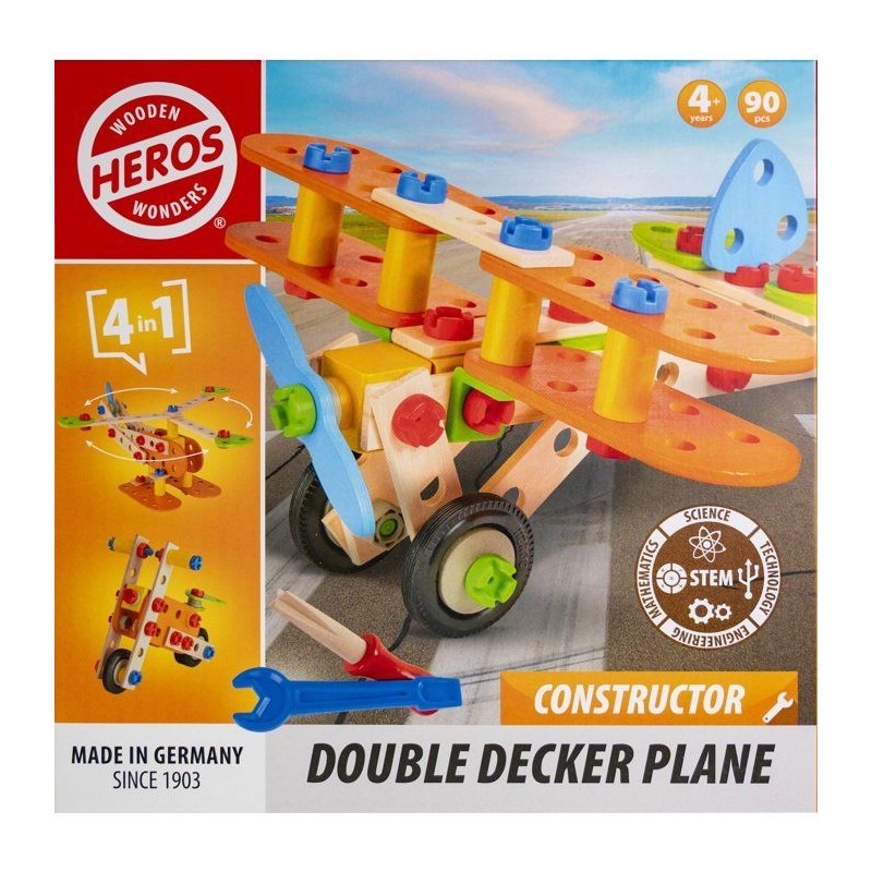 HEROS Constructor - Avion Biplan a construire - En bois 100 % certifi