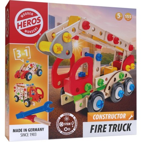 HEROS Constructor - Camion de pompier a construire - En bois 100 % cer