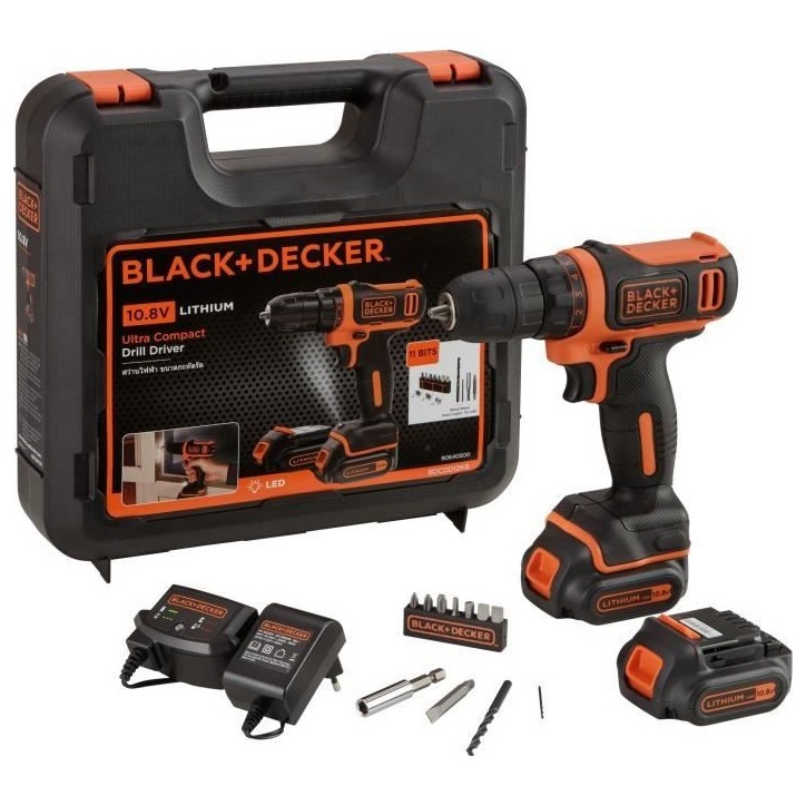 Kit visseuse sans fil - 12V - BLACK+DECKER - BDCDD12KB-QW - 2 batteries - chargeur - coffret Kit visseuse sans fil - 12V - BLACK+DECKER - BDCDD12KB-QW - 2 batteries - chargeur - coffret