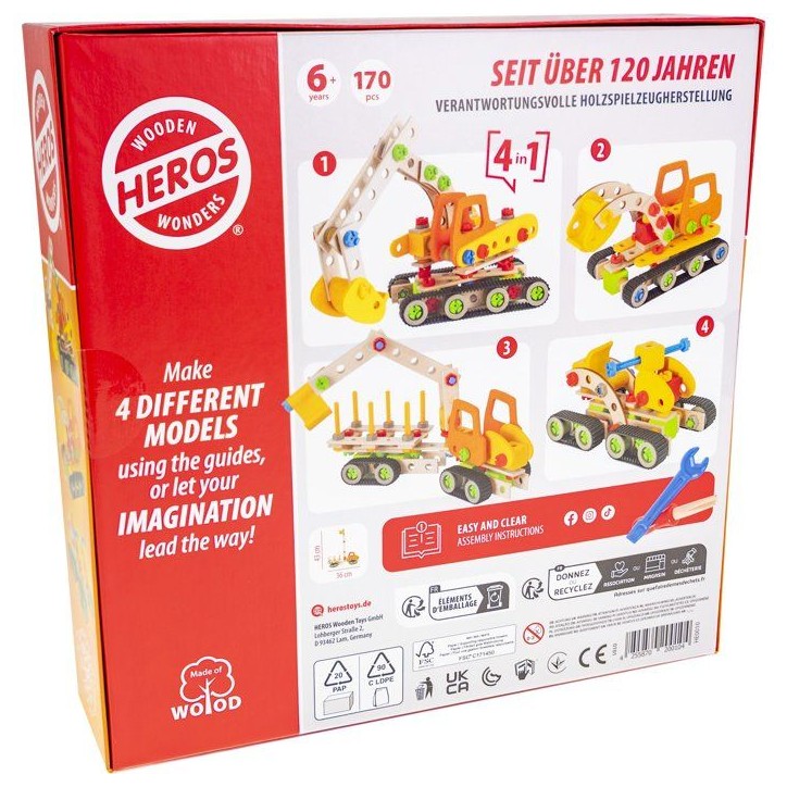 HEROS Constructor - Pelleteuse a construire - En bois 100 % certifié FSC - 170 pieces - Des 6 ans HEROS Constructor - Pelleteuse a construire - En bois 100 % certifié FSC - 170 pieces - Des 6 ans
