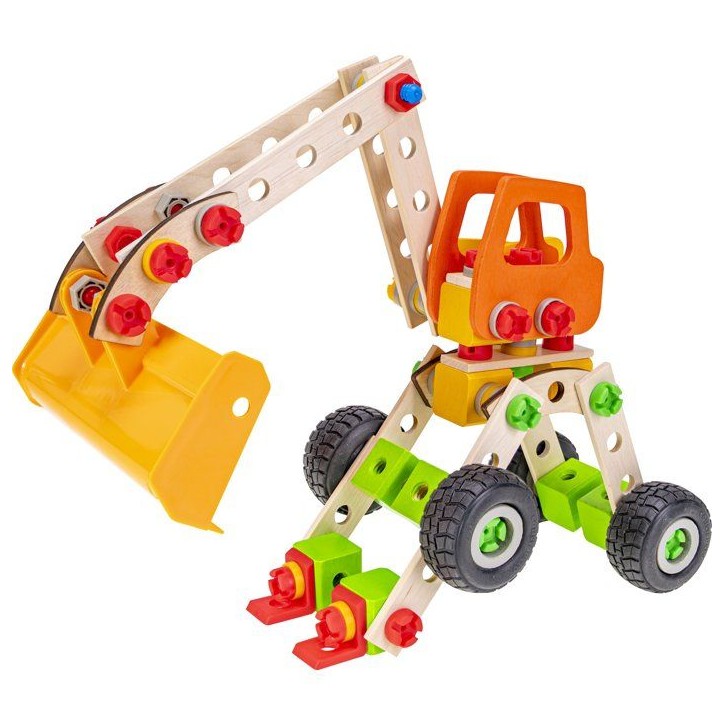 HEROS Constructor - Chargeuse sur roues a construire - En bois 100 % certifié FSC - 140 pieces - Des 5 ans HEROS Constructor - Chargeuse sur roues a construire - En bois 100 % certifié FSC - 140 pieces - Des 5 ans
