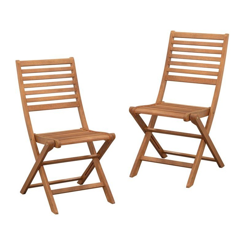 Lot de 2 chaises de jardin pliantes - EDEN - Bois Eucalyptus FSC - 57,