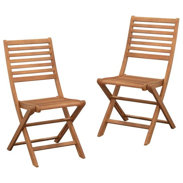Lot de 2 chaises de jardin pliantes - EDEN - Bois Eucalyptus FSC - 57,5 x 46,5 x H90 cm Lot de 2 chaises de jardin pliantes - EDEN - Bois Eucalyptus FSC - 57,5 x 46,5 x H90 cm