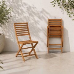 Lot de 2 chaises de jardin pliantes - EDEN - Bois Eucalyptus FSC - 57,