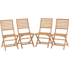 Lot de 4 chaises de jardin pliantes - EDEN - Bois Eucalyptus FSC - 57,