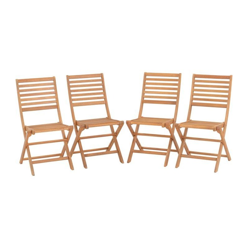 Lot de 4 chaises de jardin pliantes - EDEN - Bois Eucalyptus FSC - 57,