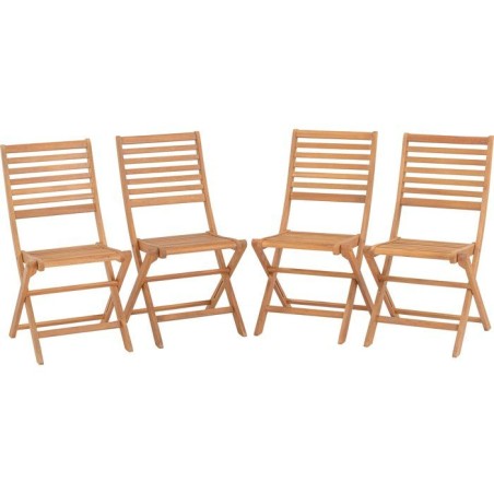 Lot de 4 chaises de jardin pliantes - EDEN - Bois Eucalyptus FSC - 57,