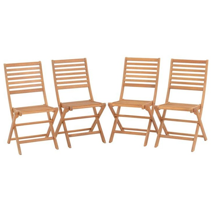 Lot de 4 chaises de jardin pliantes - EDEN - Bois Eucalyptus FSC - 57,5 x 46,5 x H90 cm Lot de 4 chaises de jardin pliantes - EDEN - Bois Eucalyptus FSC - 57,5 x 46,5 x H90 cm