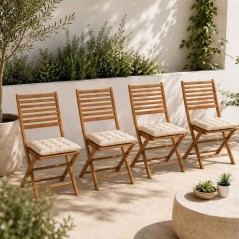 Lot de 4 chaises de jardin pliantes - EDEN - Bois Eucalyptus FSC - 57,