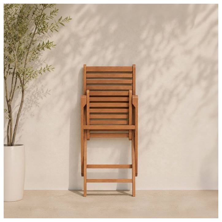 Lot de 4 chaises de jardin pliantes - EDEN - Bois Eucalyptus FSC - 57,5 x 46,5 x H90 cm Lot de 4 chaises de jardin pliantes - EDEN - Bois Eucalyptus FSC - 57,5 x 46,5 x H90 cm