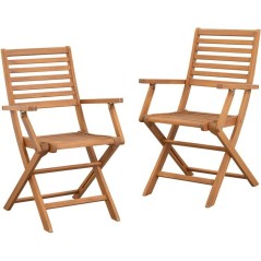 Lot de 2 fauteuils de jardin pliants - EDEN - Bois Eucalyptus FSC - 57