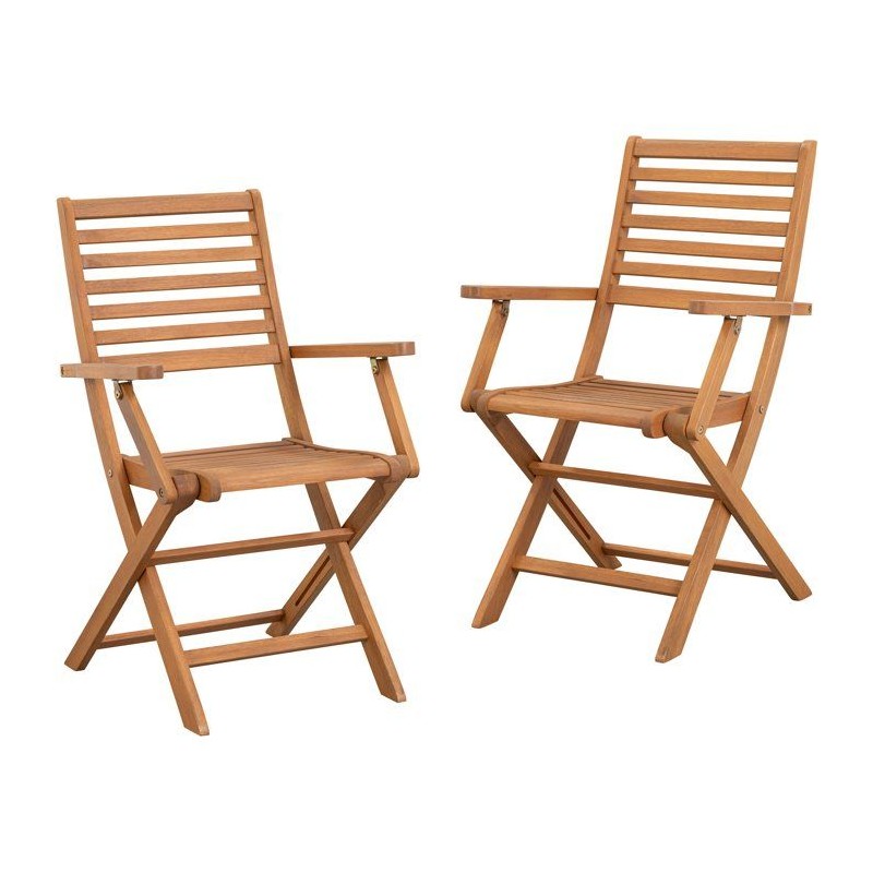 Lot de 2 fauteuils de jardin pliants - EDEN - Bois Eucalyptus FSC - 57