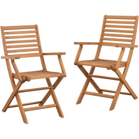 Lot de 2 fauteuils de jardin pliants - EDEN - Bois Eucalyptus FSC - 57