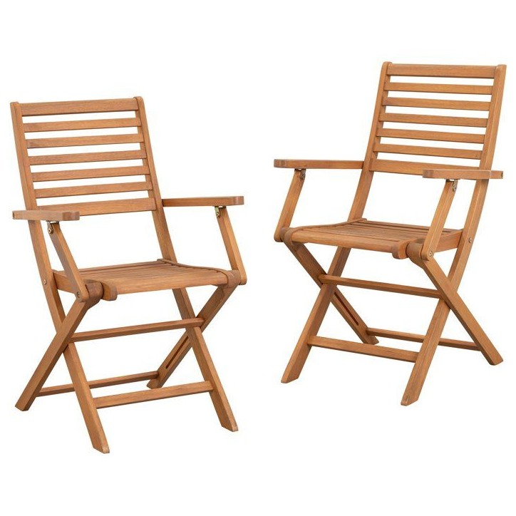 Lot de 2 fauteuils de jardin pliants - EDEN - Bois Eucalyptus FSC - 57,5 x 52,5 x H91 cm Lot de 2 fauteuils de jardin pliants - EDEN - Bois Eucalyptus FSC - 57,5 x 52,5 x H91 cm