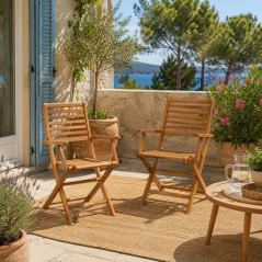 Lot de 2 fauteuils de jardin pliants - EDEN - Bois Eucalyptus FSC - 57