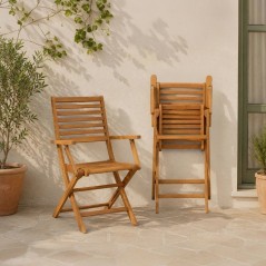 Lot de 2 fauteuils de jardin pliants - EDEN - Bois Eucalyptus FSC - 57