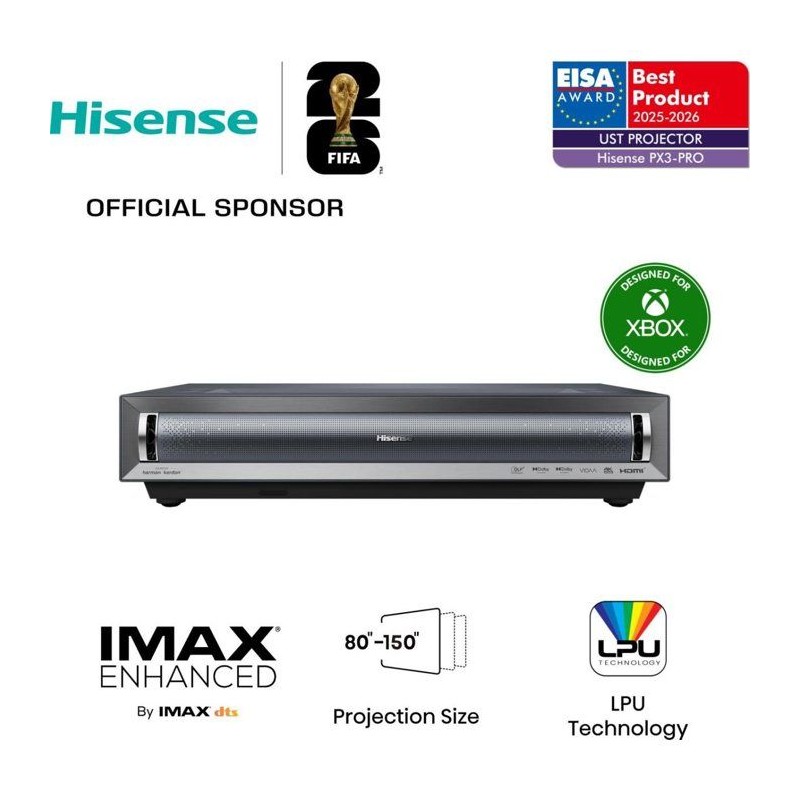 Vidéo projecteur - HISENSE - Laser 4K - Ultra courte focale - 80-150'
