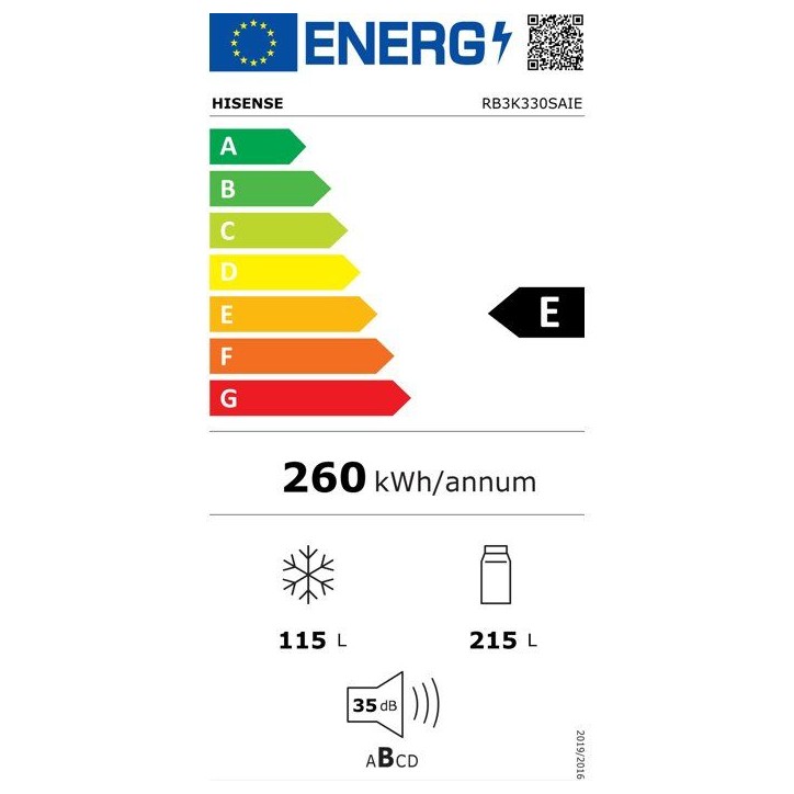 Réfrigérateur Combiné - HISENSE - RB3K330SAIE - 330 L - Classe E - 59,5 x 60 x 185 cm - Inox Réfrigérateur Combiné - HISENSE - RB3K330SAIE - 330 L - Classe E - 59,5 x 60 x 185 cm - Inox