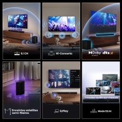 Barre de son - HISENSE - AX5100Q - 5.1.2 Canaux - Dolby Atmos & DTS:X