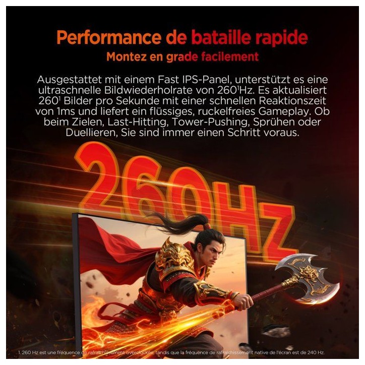 Ecran PC Gamer - HKC - 24 - FHD - 240Hz - Dalle Fast IPS - 1ms - G24H3D