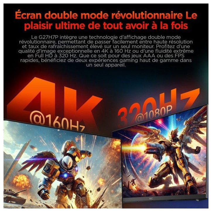 Ecran PC Gamer - HKC - FHD - 27 - 320 Hz - Dalle Fast IPS - 1ms - G27H7P