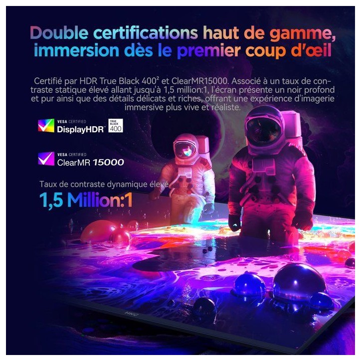 Ecran PC Gamer - HKC - 27 - QHD - 500Hz - Dalle OLED - 0.03ms - Ajustable en hauteur -GS27QHS Ecran PC Gamer - HKC - 27 - QHD - 500Hz - Dalle OLED - 0.03ms - Ajustable en hauteur -GS27QHS