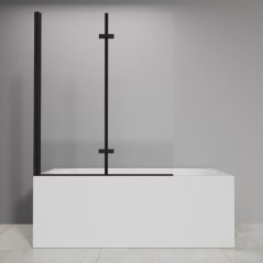 Pare baignoire 2 volets pivotants - HOME GENERATION - Maggy noir - 100