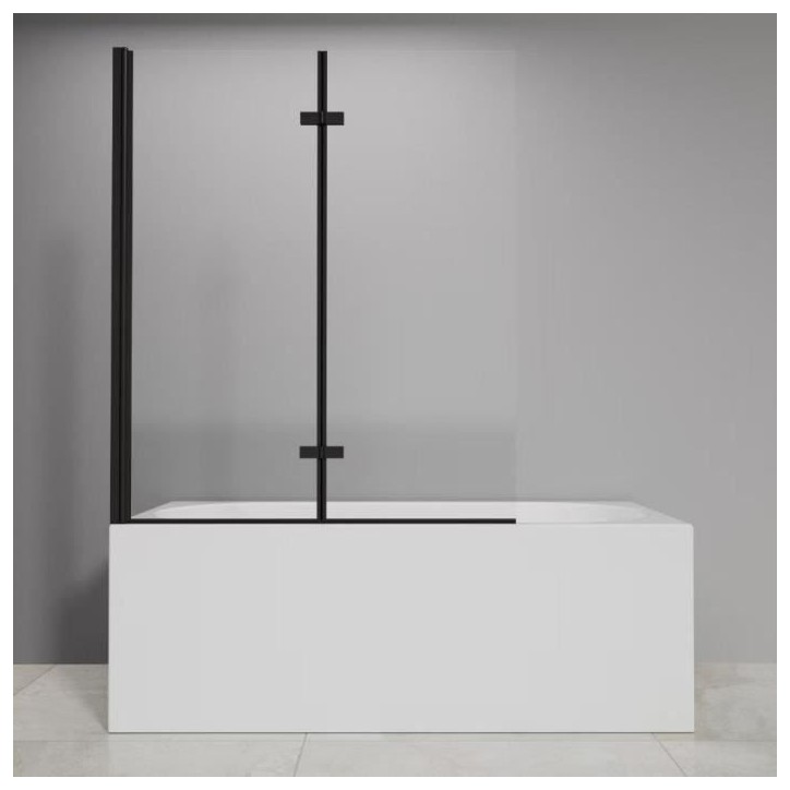 Pare baignoire 2 volets pivotants - HOME GENERATION - Maggy noir - 100 x 140 cm