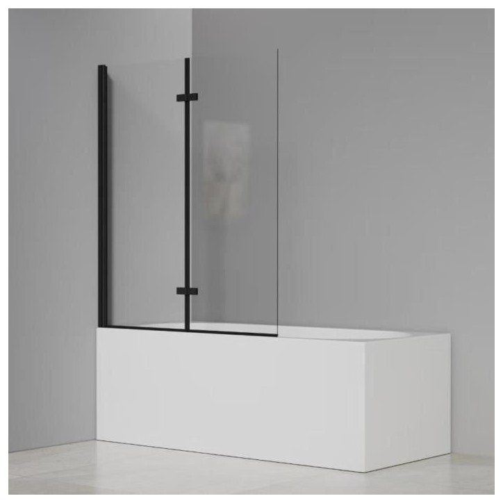 Pare baignoire 2 volets pivotants - HOME GENERATION - Maggy noir - 100 x 140 cm