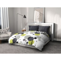 Parure de lit microfibre - HOME LINGE PASSION - BULLES DE REVE - Housse 240 x 260 cm + 2 taies d'oreiller 63 x 63 cm - Gris