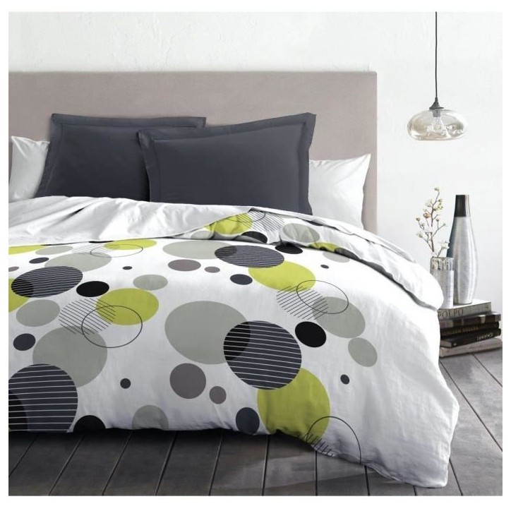 Parure de lit microfibre - HOME LINGE PASSION - BULLES DE REVE - Housse 240 x 260 cm + 2 taies d'oreiller 63 x 63 cm - Gris Parure de lit microfibre - HOME LINGE PASSION - BULLES DE REVE - Housse 240 x 260 cm + 2 taies d'oreiller 63 x 63 cm - Gris