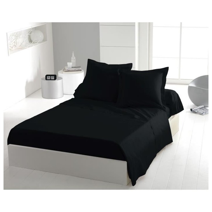 Drap plat - HOME LINGE PASSION - HP72093 - Microfibre 82 g - 240 x 300 cm - Noir Drap plat - HOME LINGE PASSION - HP72093 - Microfibre 82 g - 240 x 300 cm - Noir