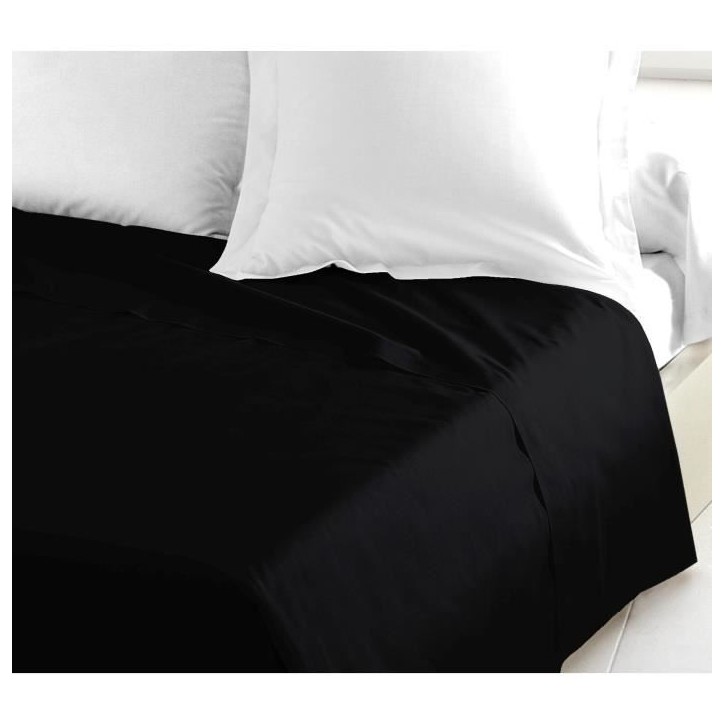 Drap plat - HOME LINGE PASSION - HP72093 - Microfibre 82 g - 240 x 300 cm - Noir Drap plat - HOME LINGE PASSION - HP72093 - Microfibre 82 g - 240 x 300 cm - Noir