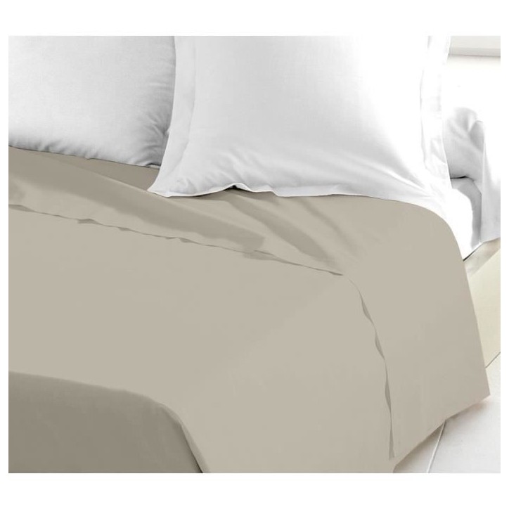Drap plat - HOME LINGE PASSION - HP72097 - Microfibre 82 g - 240 x 300 cm - Beige ivoire Drap plat - HOME LINGE PASSION - HP72097 - Microfibre 82 g - 240 x 300 cm - Beige ivoire
