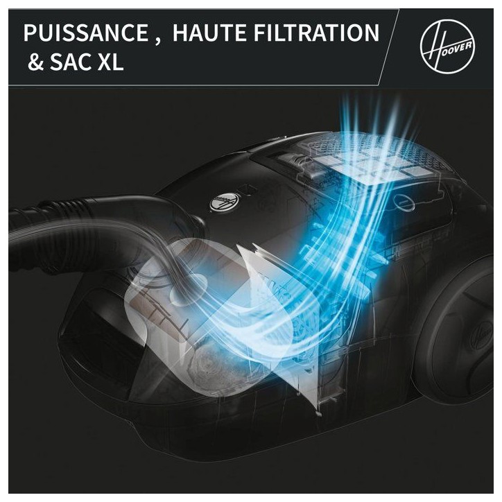 HOOVER TXL80PET - Aspirateur Traineau avec sac - Silencieux, idéal pour tous les sols - Puissance 700W - Rayon d'action 9.6m HOOVER TXL80PET - Aspirateur Traineau avec sac - Silencieux, idéal pour tous les sols - Puissance 700W - Rayon d'action 9.6m