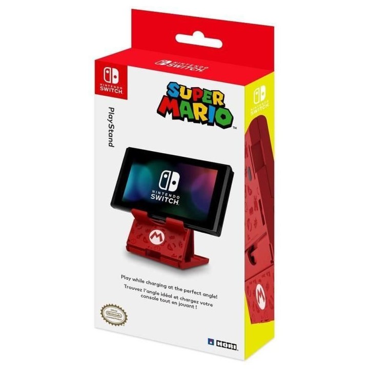 Support console - Nintendo Switch - Super Mario - Hori - Socle ajustable angle jeu - Mario Design