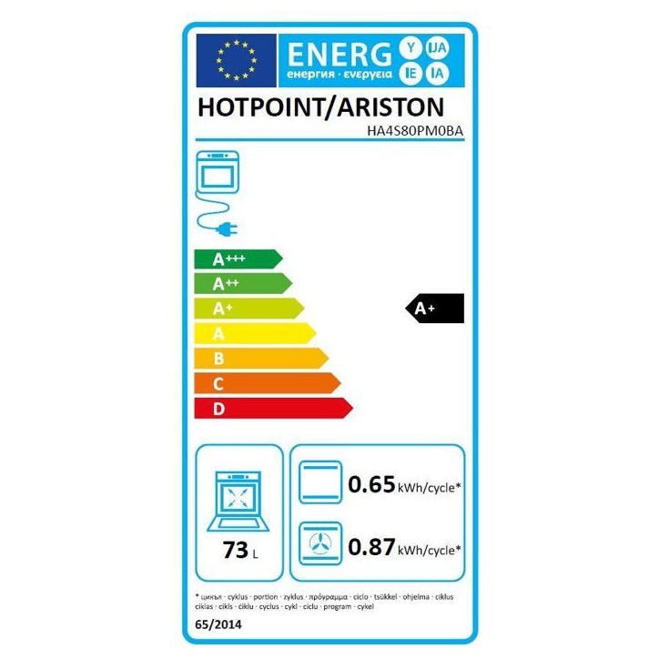 Four encastrable - Pyrolyse - HOTPOINT - HA4S80PM0BA - Noir - Porte froide - 73 L - 59,5 x 56,4 x 59,5 cm Four encastrable - Pyrolyse - HOTPOINT - HA4S80PM0BA - Noir - Porte froide - 73 L - 59,5 x 56,4 x 59,5 cm