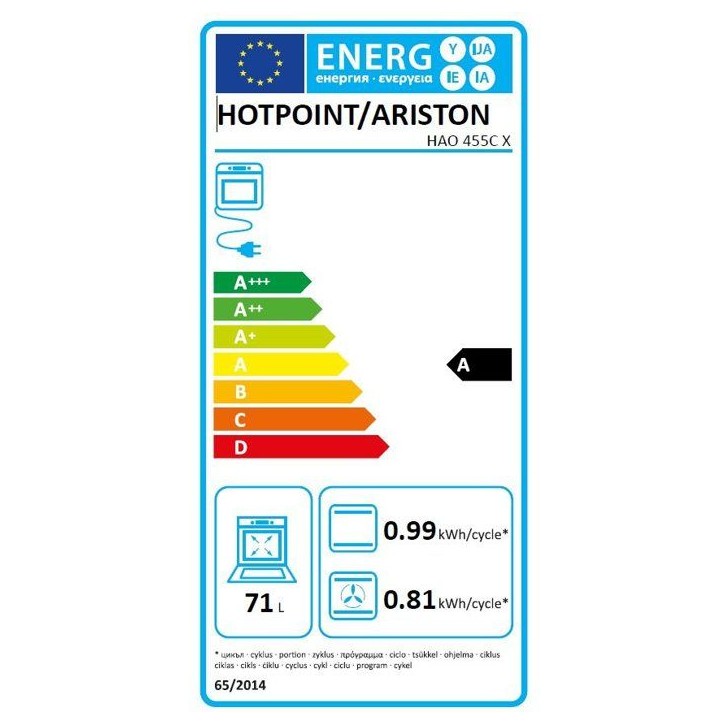 Four encastrable - Catalyse - HOTPOINT - HAO455CX - Inox - 71 L - 59,5 x 57 x 59,5 cm Four encastrable - Catalyse - HOTPOINT - HAO455CX - Inox - 71 L - 59,5 x 57 x 59,5 cm