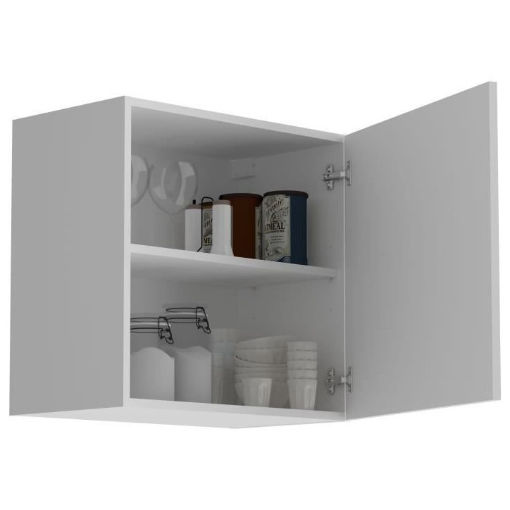 Meuble haut 1 porte OSLO - Blanc - L 60 x P 36 x H 58 cm