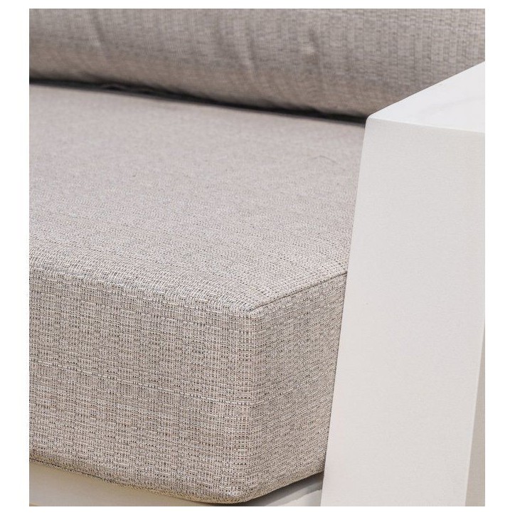 Salon bas de jardin - Blanc - Aluminium - 5 places - Ibiza
