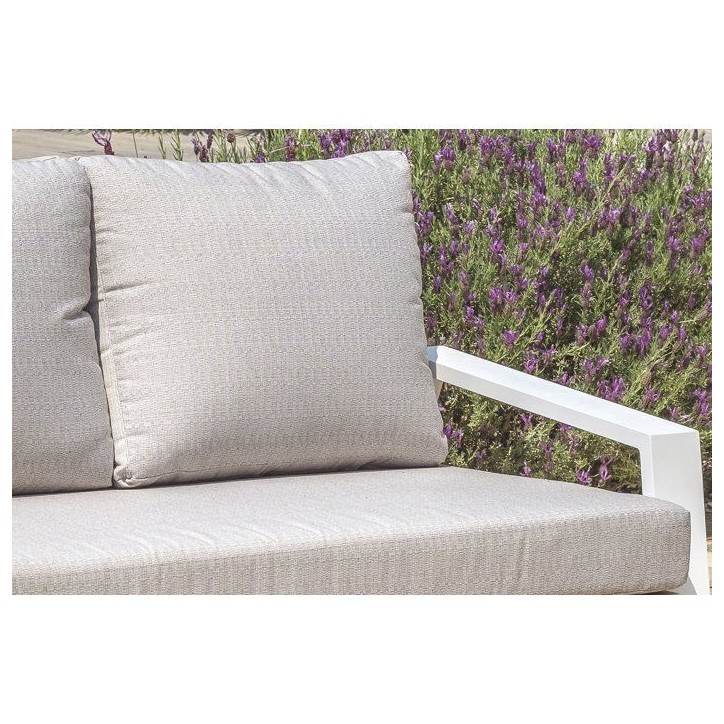 Salon bas de jardin - Blanc - Aluminium - 5 places - Ibiza