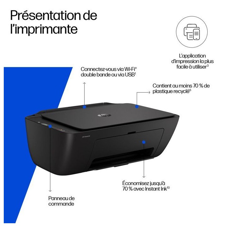 Imprimante tout-en-un HP DeskJet 2910 jet d'encre couleur - 3 mois d'Instant ink inclus avec HP+ Imprimante tout-en-un HP DeskJet 2910 jet d'encre couleur - 3 mois d'Instant ink inclus avec HP+
