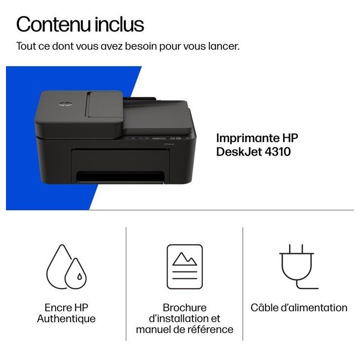 Imprimante tout-en-un HP DeskJet 4310 jet d'encre couleur - 3 mois d'Instant ink inclus avec HP+ Imprimante tout-en-un HP DeskJet 4310 jet d'encre couleur - 3 mois d'Instant ink inclus avec HP+