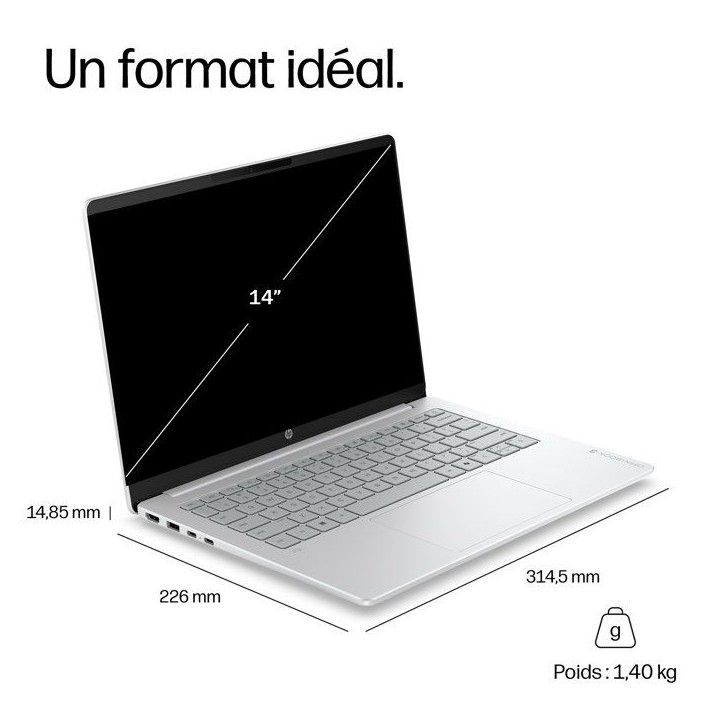 PC Portable HP OmniBook 3 14-hz0022nfx - Windows 11 - 14 2K IPS - Snapdragon X X1-26-100 - RAM 16Go - Stockage 512Go - Aluminium PC Portable HP OmniBook 3 14-hz0022nfx - Windows 11 - 14 2K IPS - Snapdragon X X1-26-100 - RAM 16Go - Stockage 512Go - Aluminium