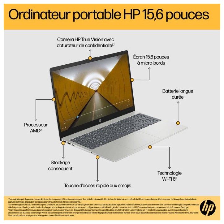 PC Portable HP 15-fc0013nf- Windows 11 - 15,6 FHD IPS - Ryzen 7 7730U - RAM 16Go - Stockage 512Go SSD - AZERTY PC Portable HP 15-fc0013nf- Windows 11 - 15,6 FHD IPS - Ryzen 7 7730U - RAM 16Go - Stockage 512Go SSD - AZERTY