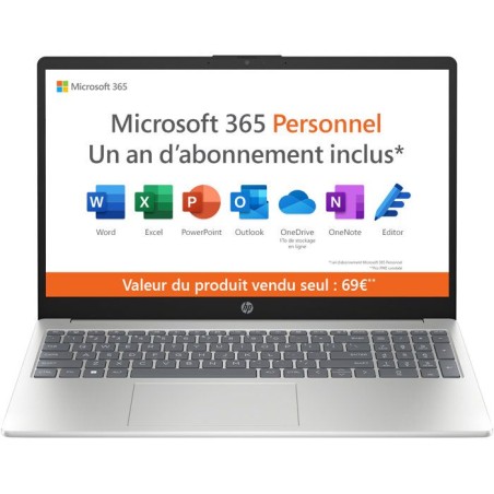 PC Portable HP 15-fc0020nf - Windows 11 + Microsoft 365 inclus 1 an -